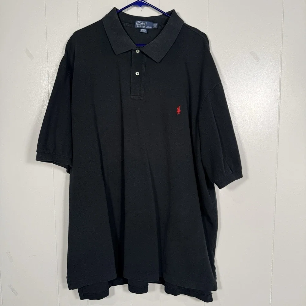 Vintage Polo Ralph Lauren Polo Shirt Mens 3XLT Black Pique Pony Golf Preppy 90s